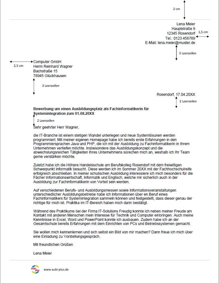 Word-Vorlage für das Bewerbungsschreiben als Fachinformatiker / Fachinformatikerin