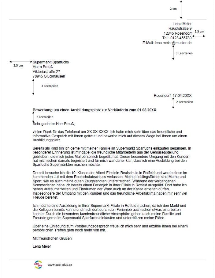 Word-Vorlage für das Bewerbungsschreiben als Verkäufer / Verkäuferin