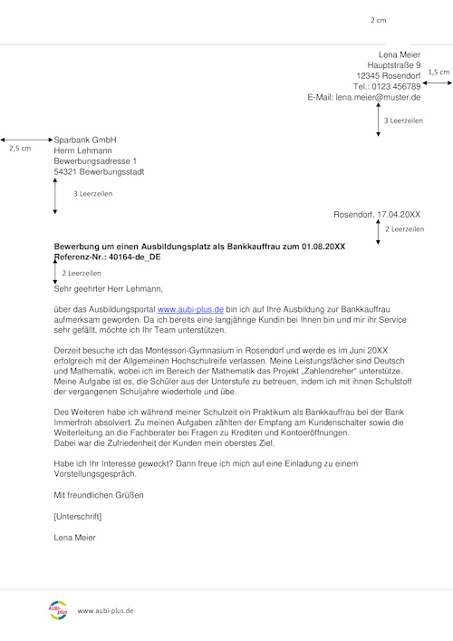 Vorlage Bankkauffrau