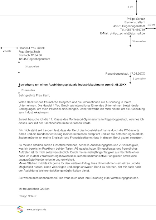 Vorlage Industriekaufmann