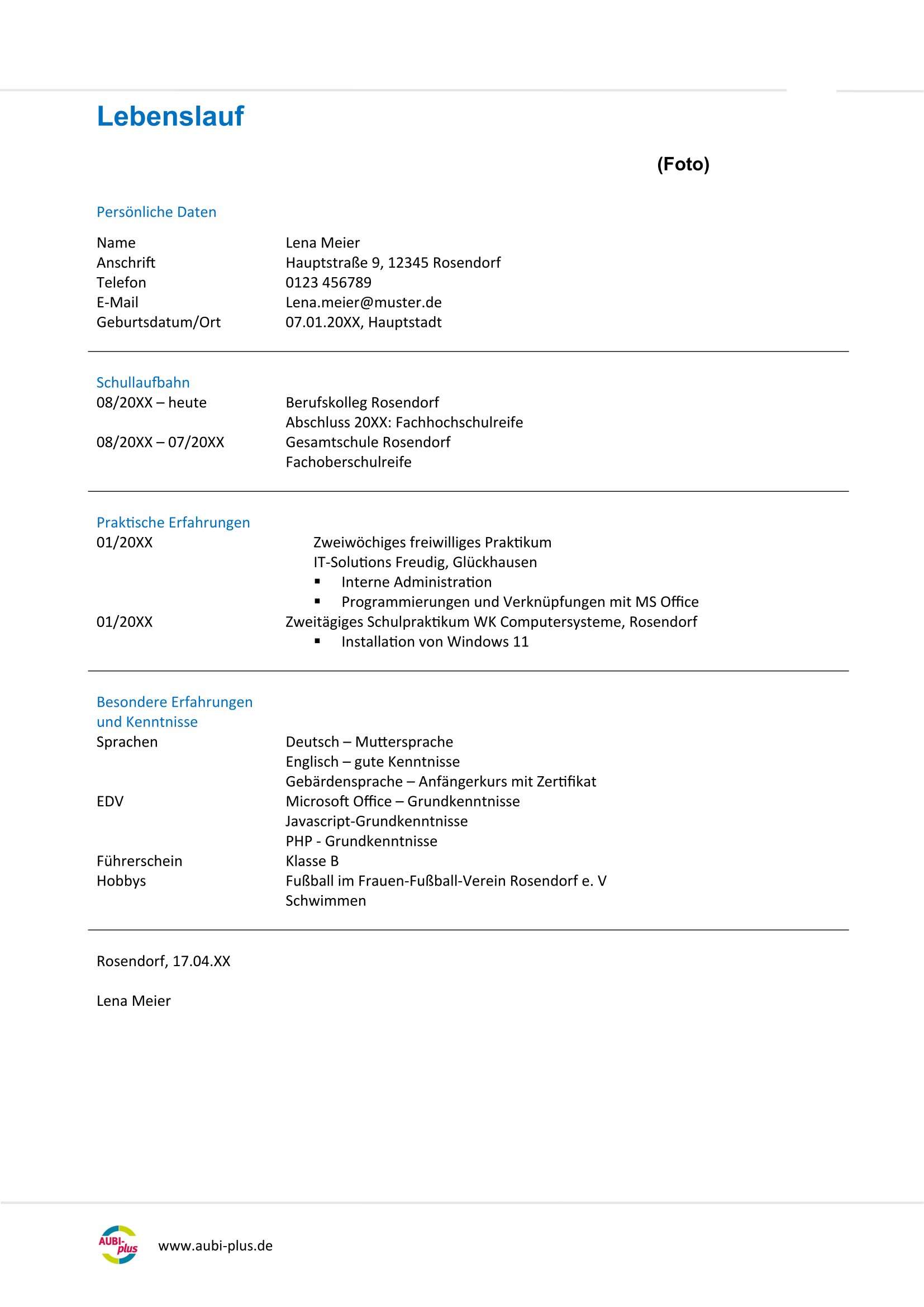 Vorlage Fachinformatiker