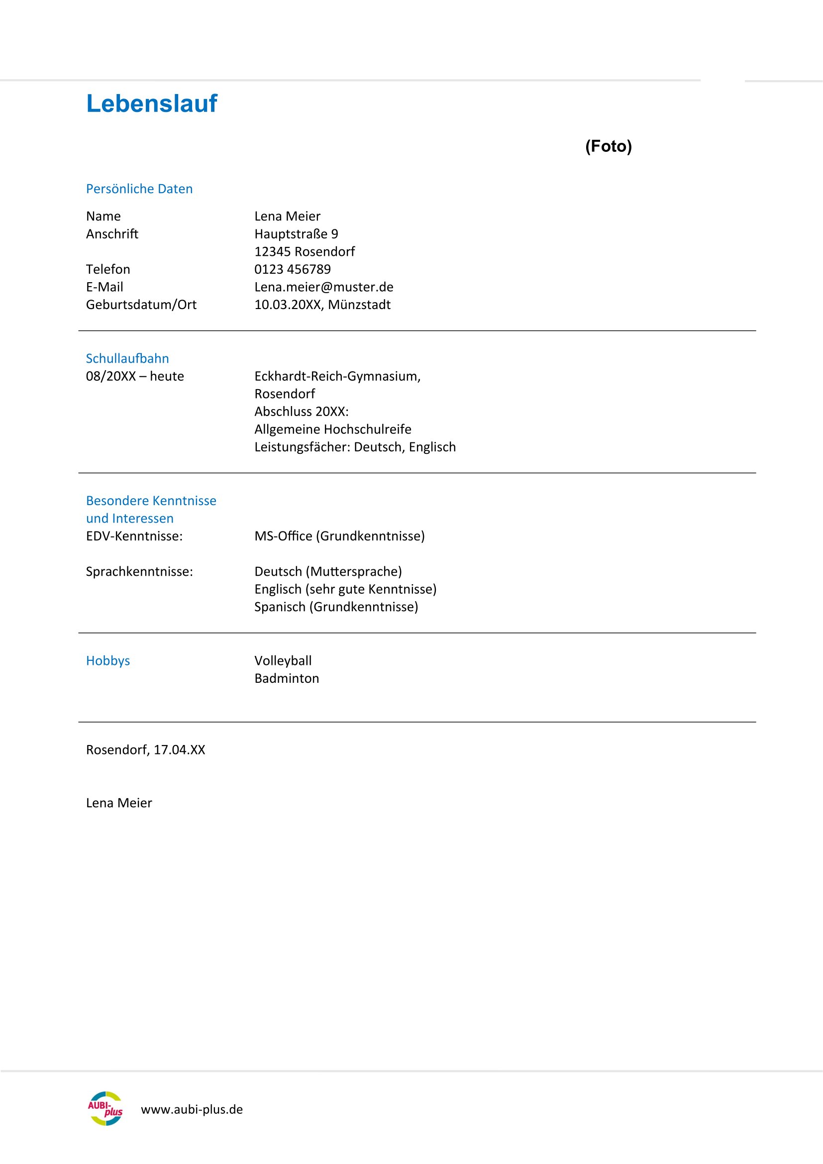 Vorlage Kaufmann für Büromanagement