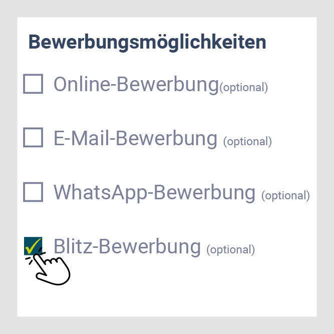 Ablauf der Blitzbewerbung Schritt 1