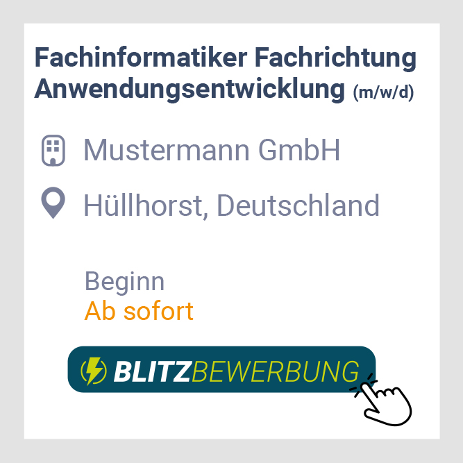 Ablauf der Blitzbewerbung Schritt 2