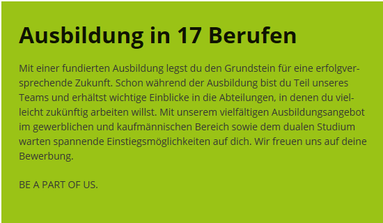 Ausbildung in 17 Berufe